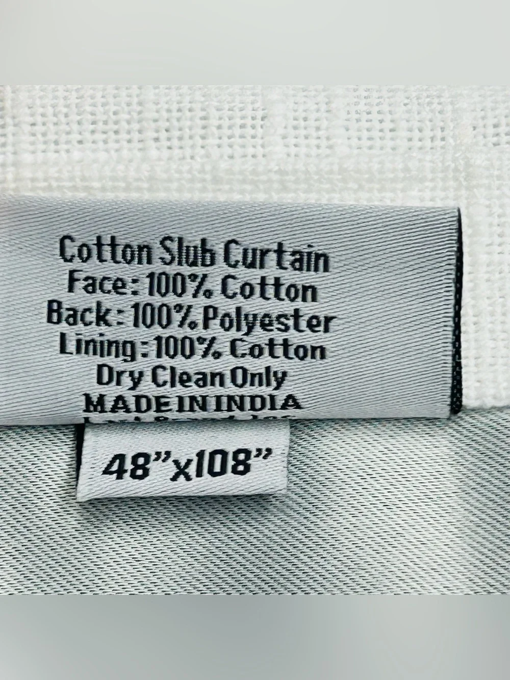 NWT QUINCE Set Of 2 48x108 Cotton Slub Room Darkening Curtains White 0212